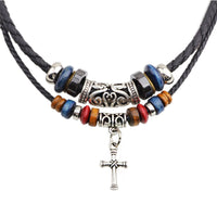 Turquoise Inlay Pendant Necklace - Cross