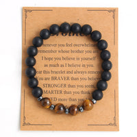 Grey Rosary Bead Bracelet with Map Stone