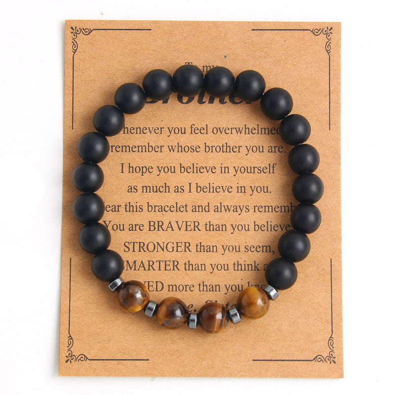 Grey Rosary Bead Bracelet with Map Stone