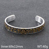 Rune Cuff Bracelet, 18K Gold Plated Chain