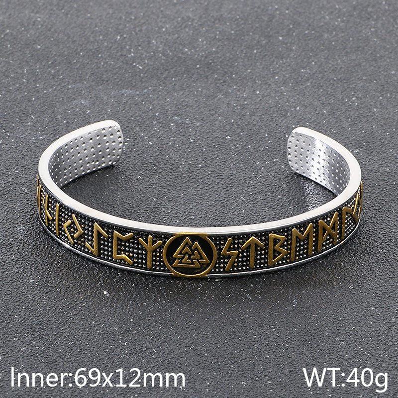 Rune Cuff Bracelet, 18K Gold Plated Chain