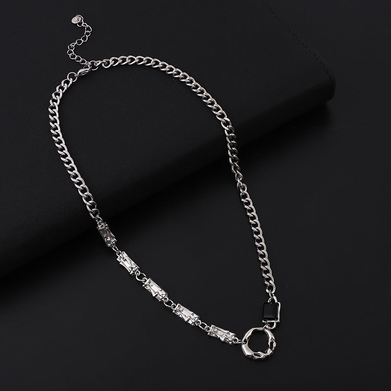 Men's titanium steel pendant necklace front view