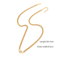 Rectangle Pendant Cuban Chain Necklace