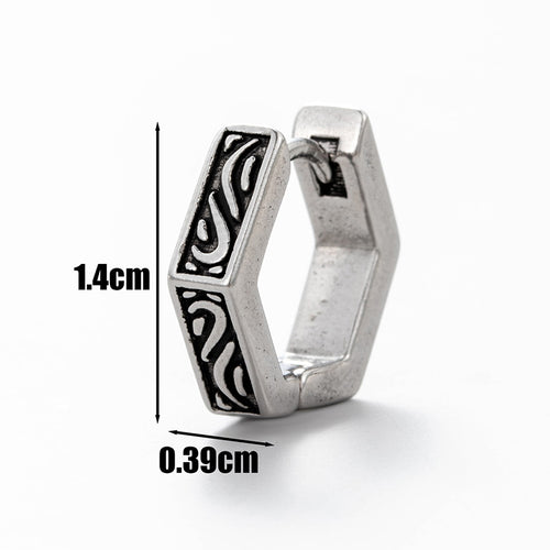 Hexagon Wave Hoop Earring (Single)