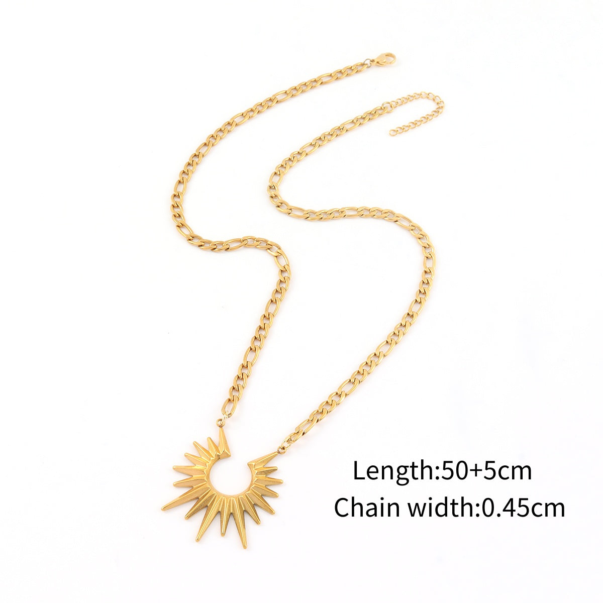 Sun Pendant Figaro Chain Necklace