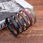 The Sparta Greek Key Leather Bracelet – Matte Magnetic Clasp