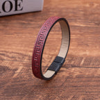 The Sparta Greek Key Leather Bracelet – Matte Magnetic Clasp