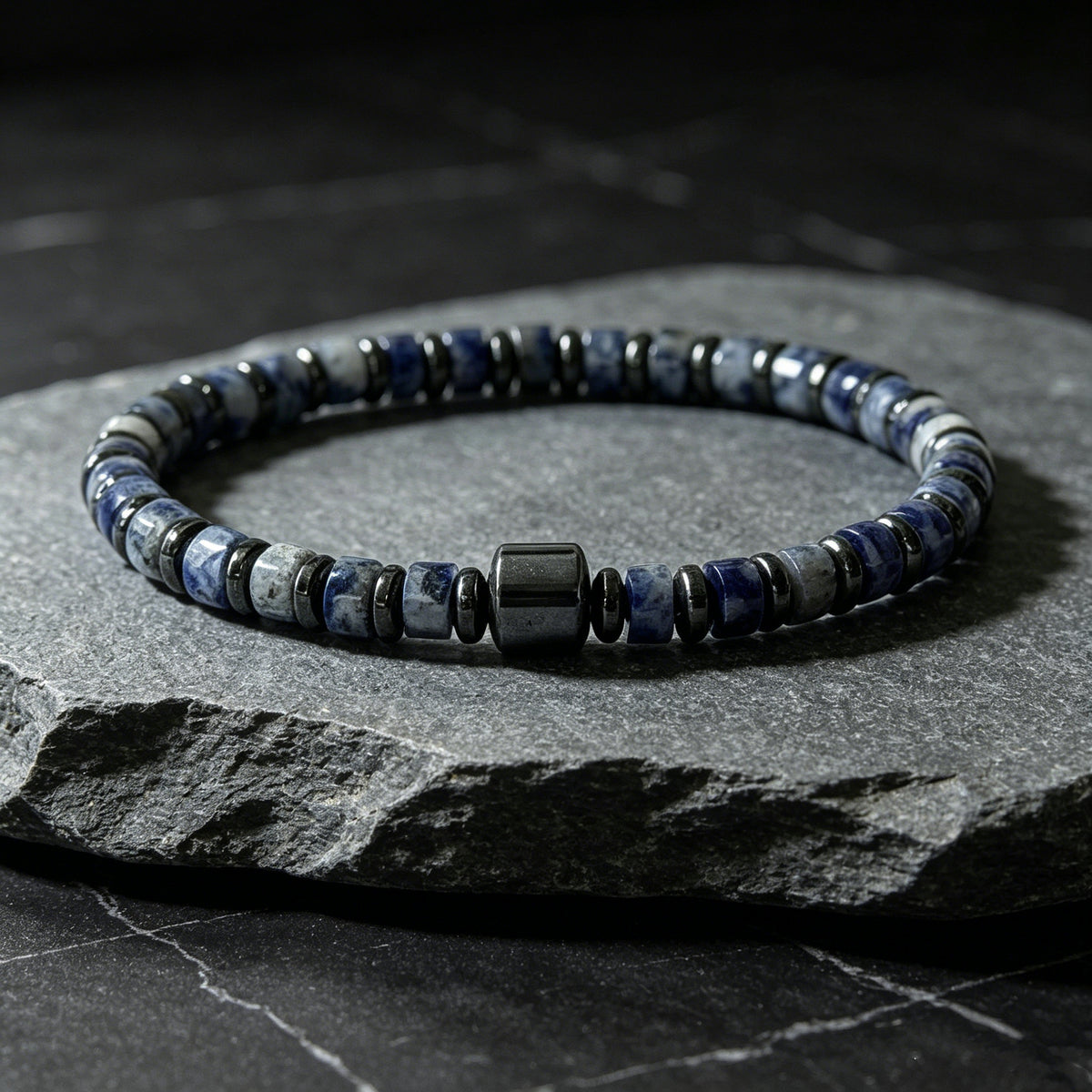 Blue Stone Inlay Beaded Bracelet