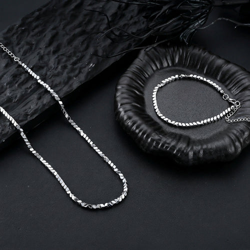 Square Ball Chain Necklace - Silver