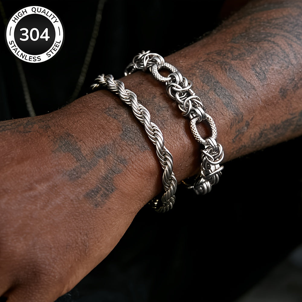 Cuban Curb Chain Bracelet, 2-Piece Set