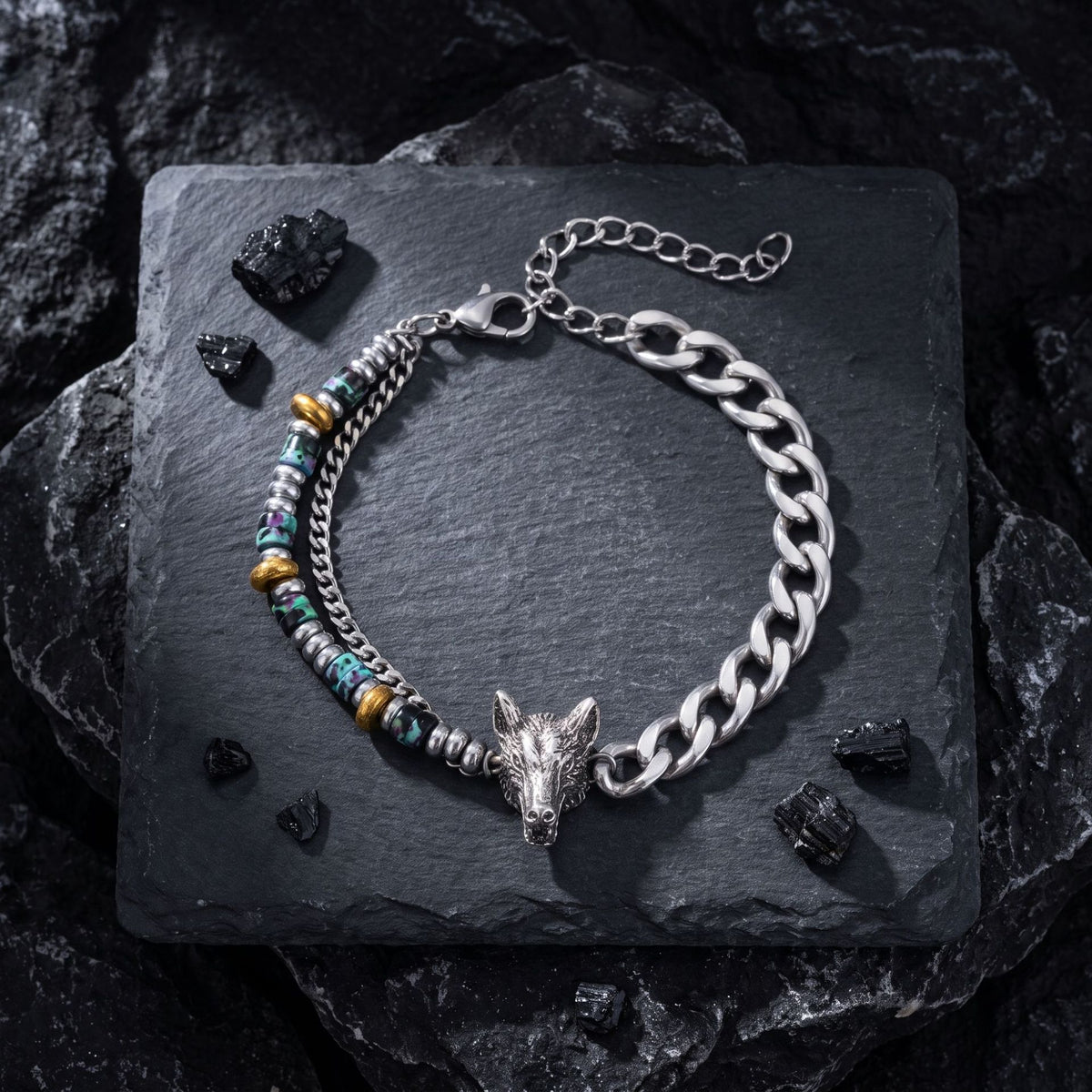 Wolf Head Cuff Bracelet