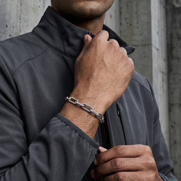 Titan Flux Chain Bracelet bold hip-hop steel – The Rare Malabari