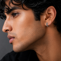 Beaded Edge Huggie Earrings for Men (Pair)