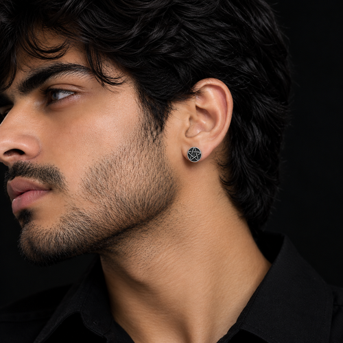 Pentagram Coin Stud Earrings (Pair)