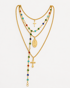 Layered Cross Rosary Necklace for Men