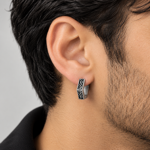 Hexagon Wave Hoop Earring (Single)