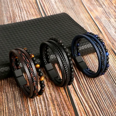 Men's Nomad Multi-Layer Bracelet rugged texture contrast – The Rare Malabari