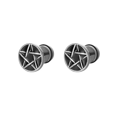 Pentagram Coin Stud Earrings (Pair)