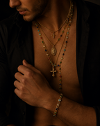 Layered Cross Rosary Necklace for Men