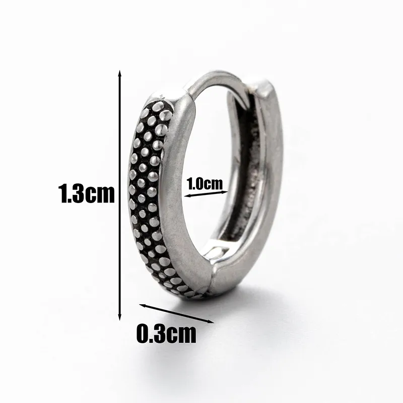 Beaded Edge Huggie Earrings for Men (Pair)