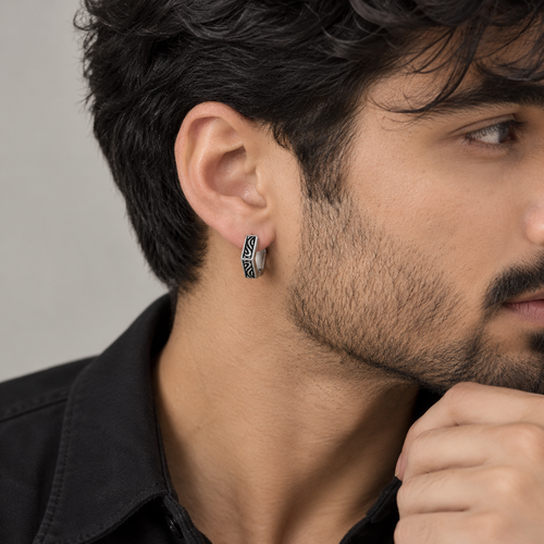 Hexagon Wave Hoop Earring (Single)