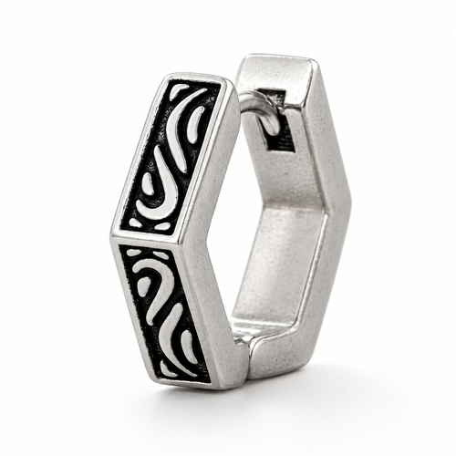 Hexagon Wave Hoop Earring (Single)