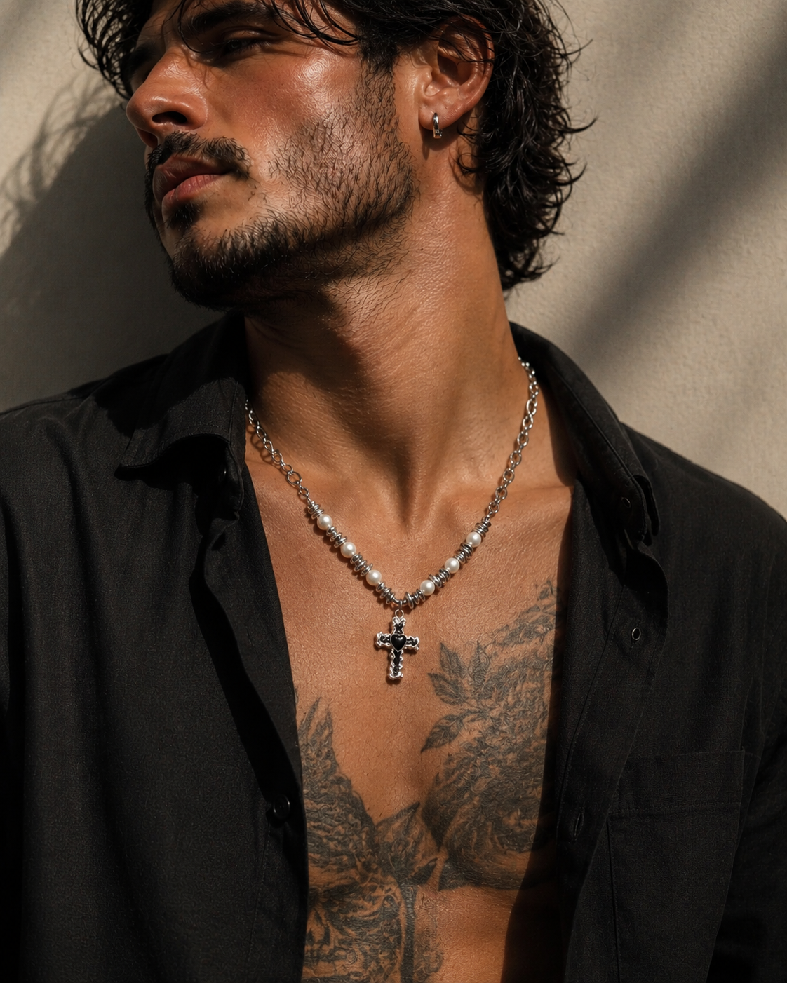 Barbed Cross Pearl Necklace - Define Your Edgy Style