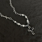 Barbed Cross Pearl Necklace - Define Your Edgy Style