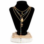 Layered Cross Rosary Necklace for Men
