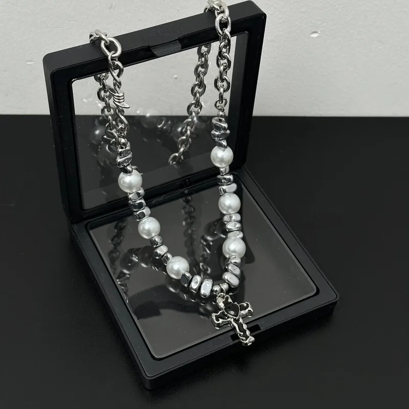 Barbed Cross Pearl Necklace - Define Your Edgy Style
